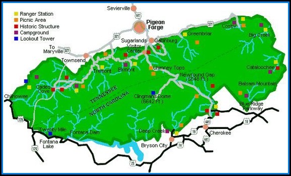 Hiking Map Great Smoky Mountains National Park