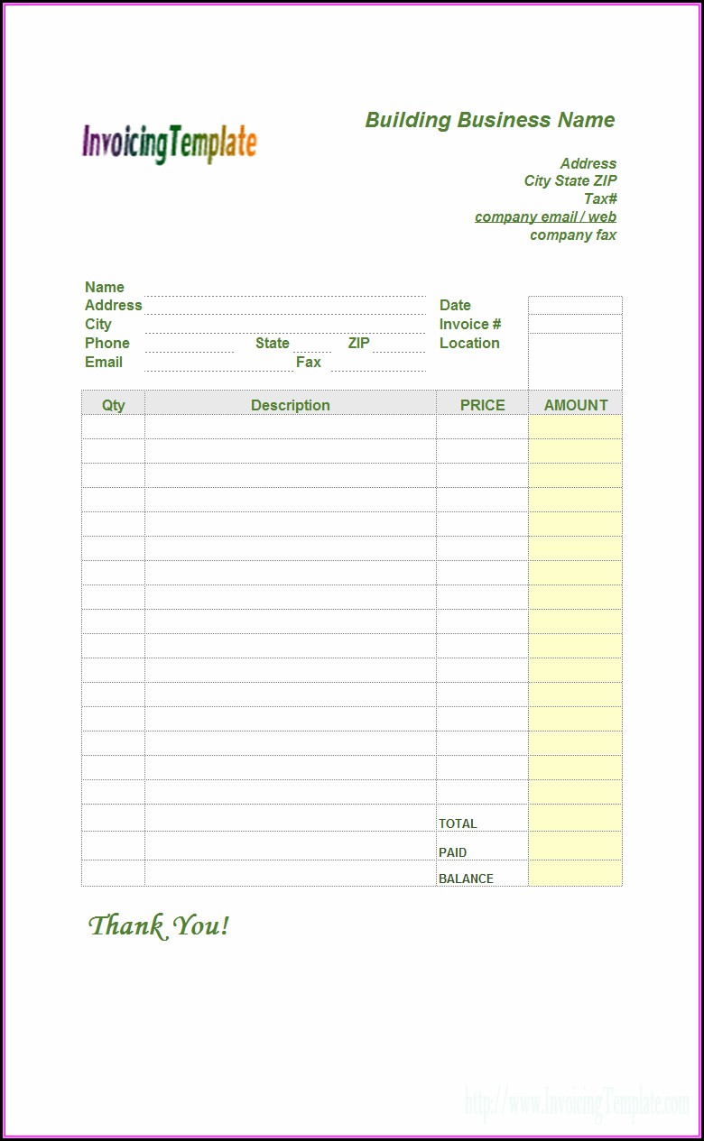 Contractor Invoice Form Download