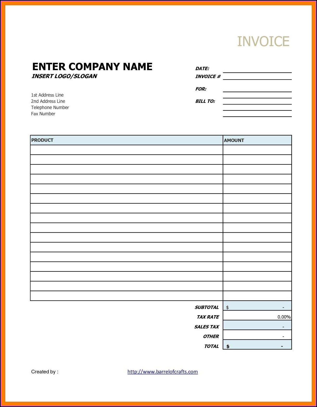 Contractor Invoice Template Google Docs