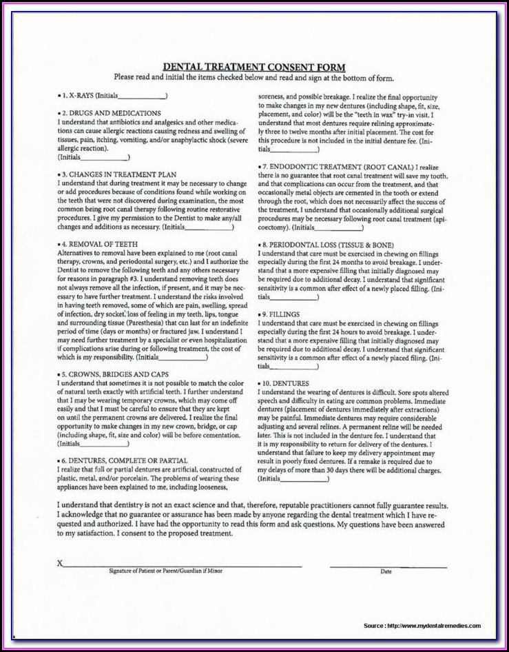 Dental Implant Removal Consent Form