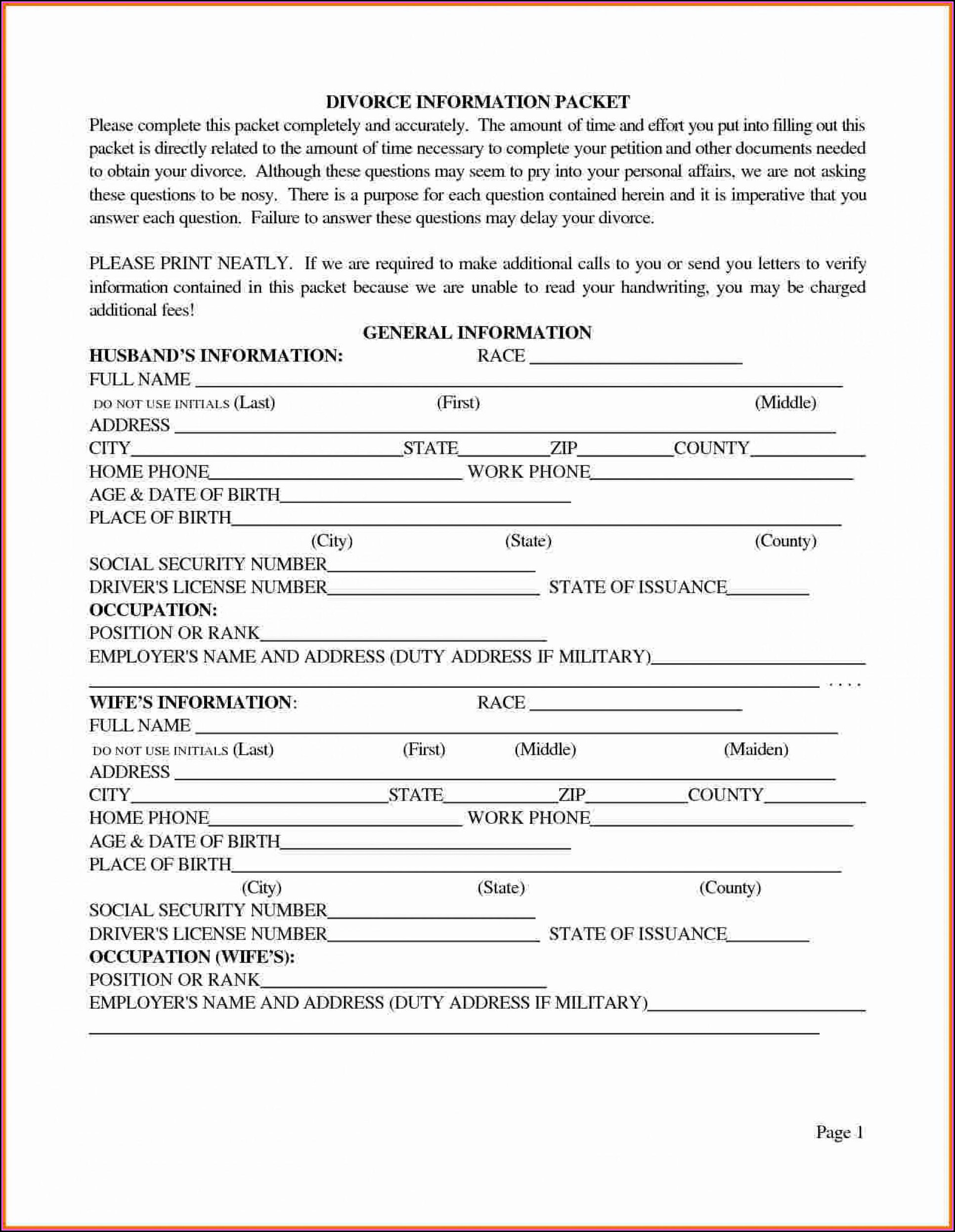 Divorce Forms In Texas