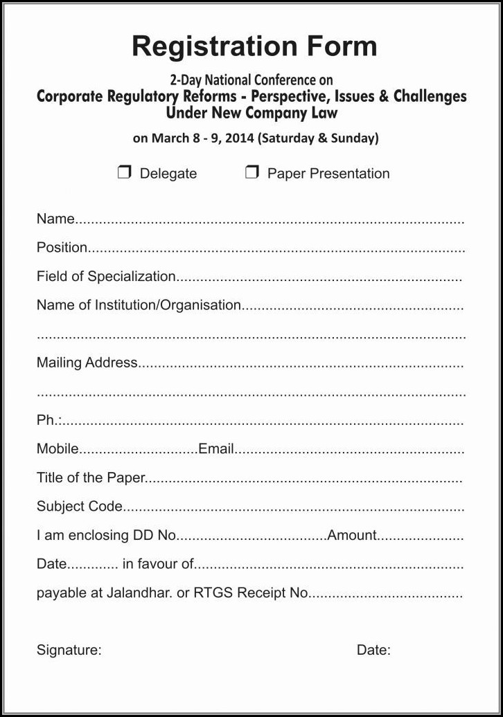 Event Registration Form Template Word