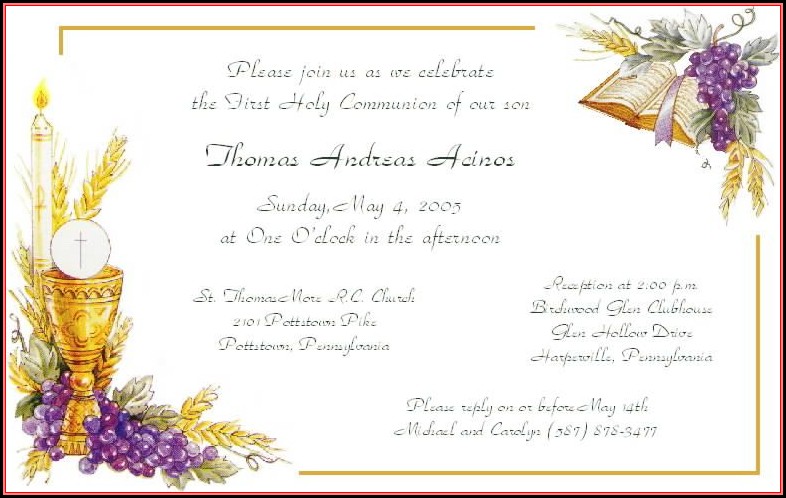 First Communion Invitation Templates Free