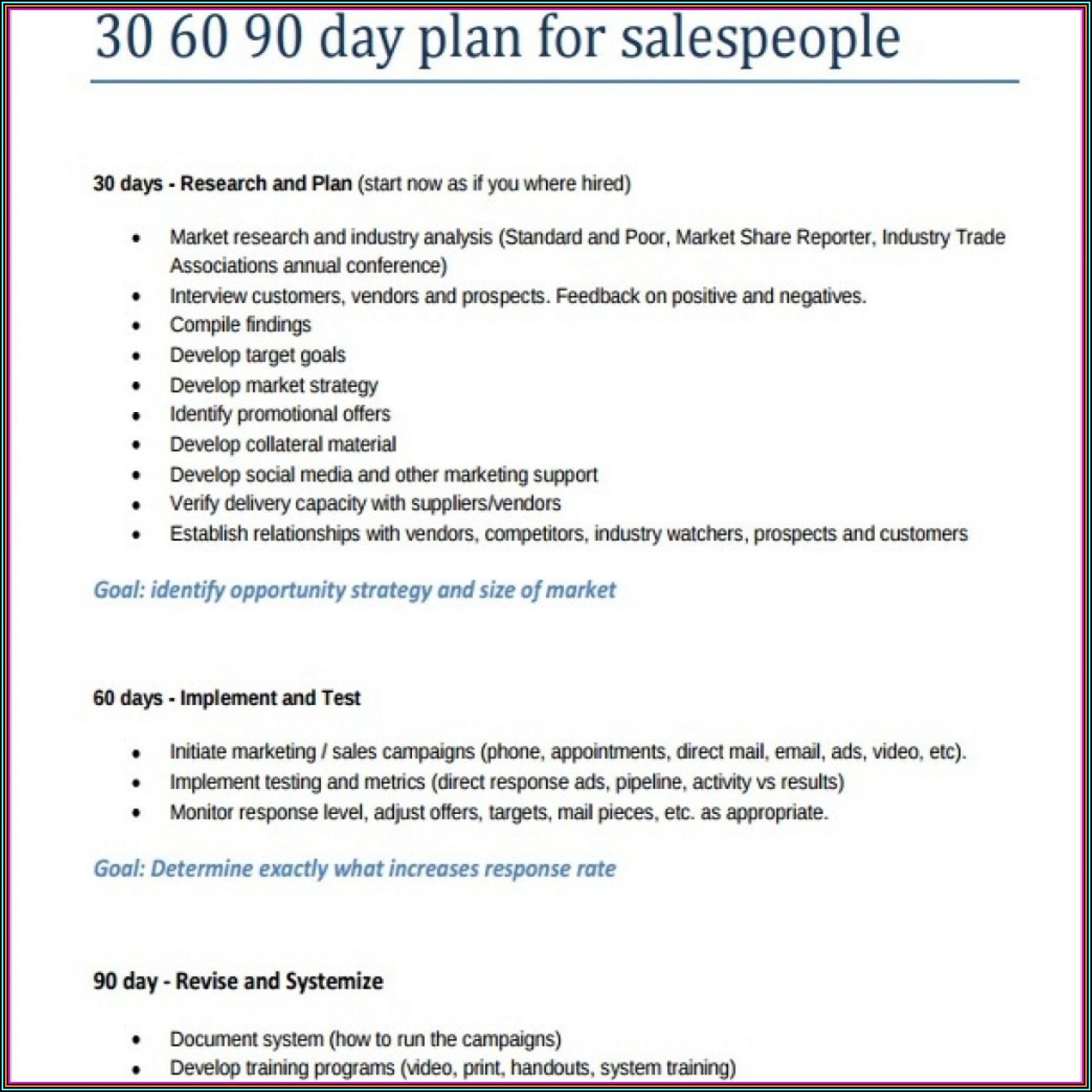 Free 90 Day Marketing Plan Template