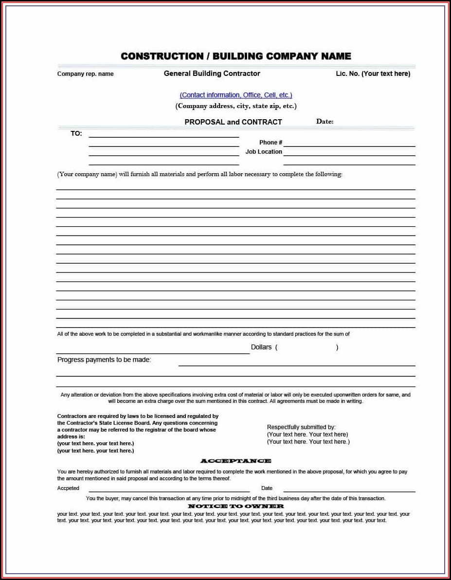 Free Builders Contract Template