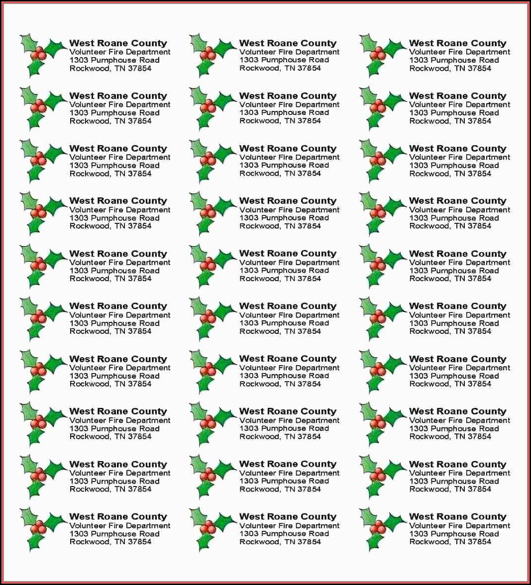 Free Christmas Return Address Label Templates 30 Per Sheet