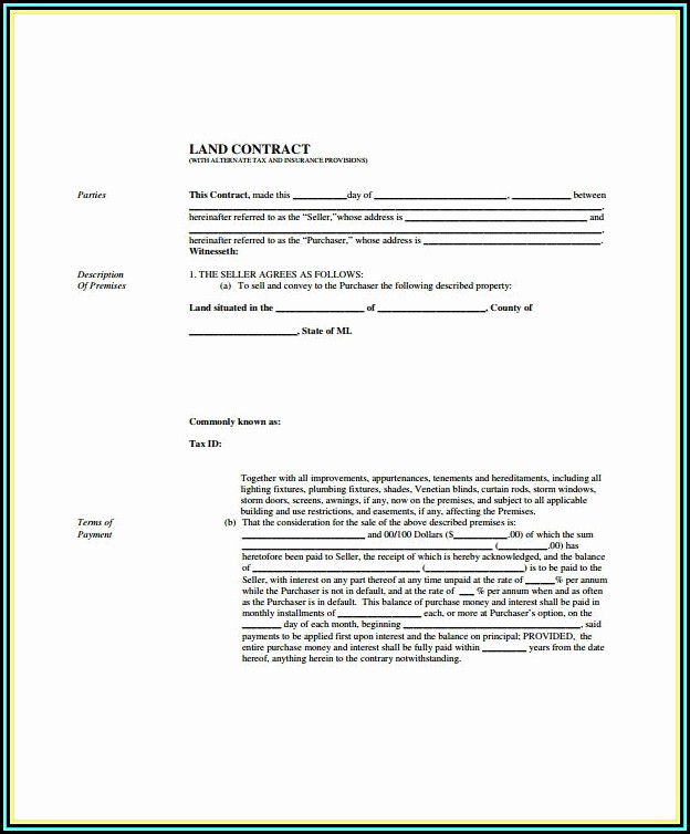 Free Land Contract Template Ohio