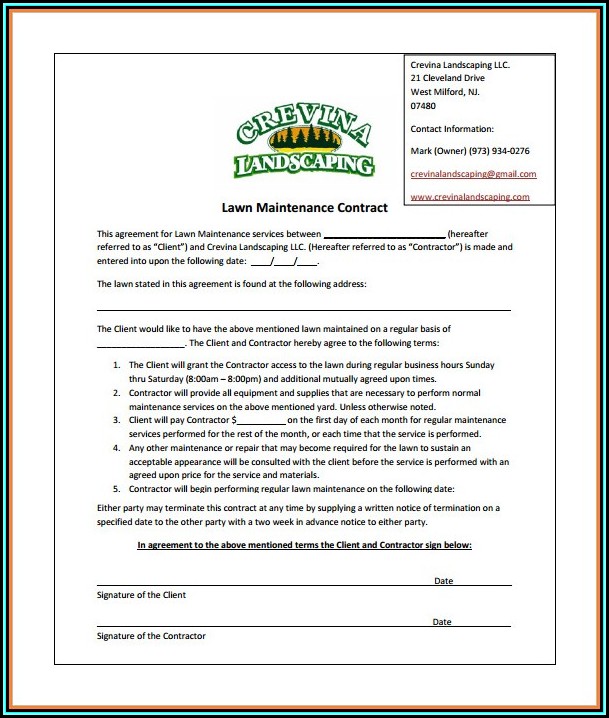 Free Lawn Mowing Contract Template