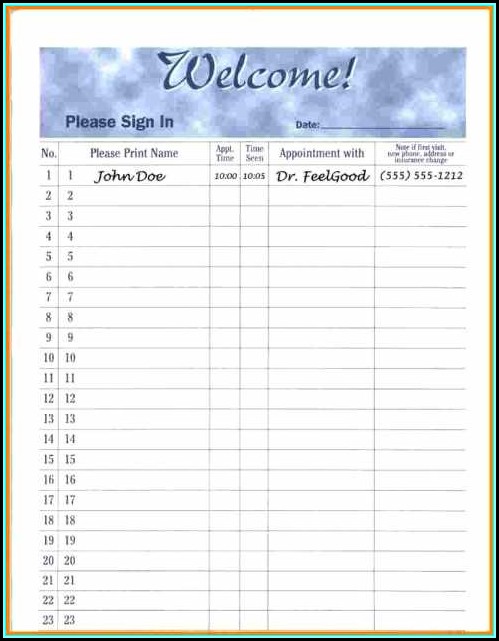 Free Medical Office Sign In Sheet Template