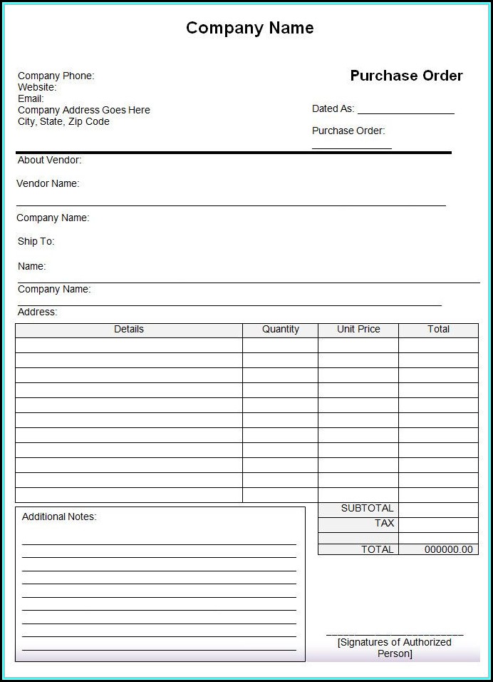 Free Purchase Order Template Word