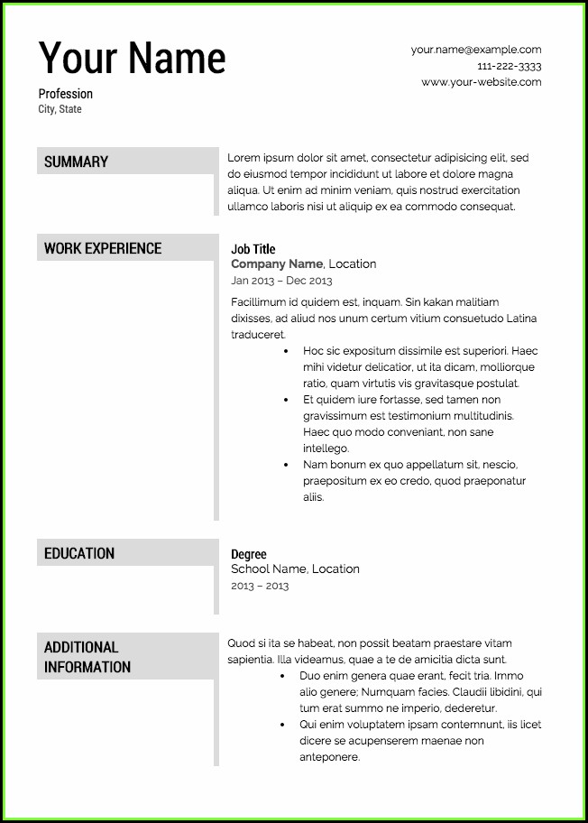 Free Resume Example Download