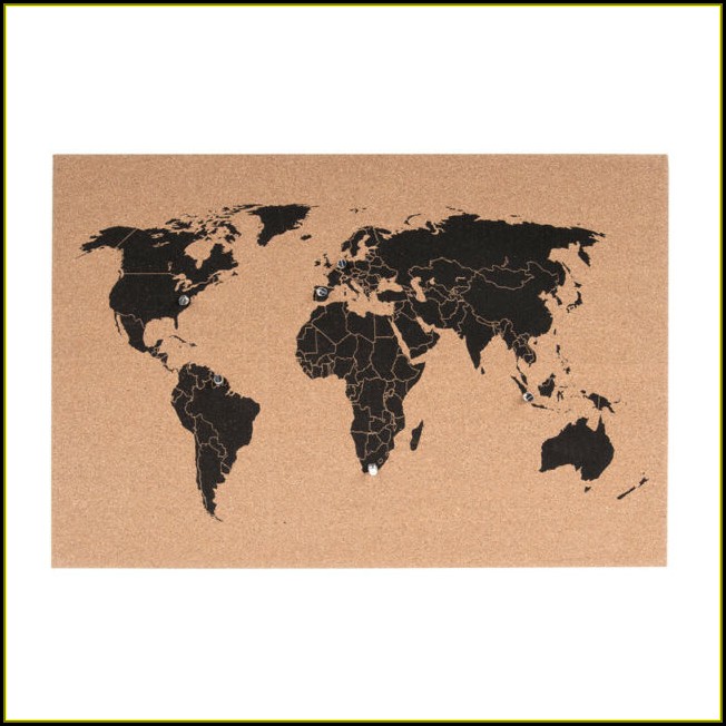 Large World Map Corkboard