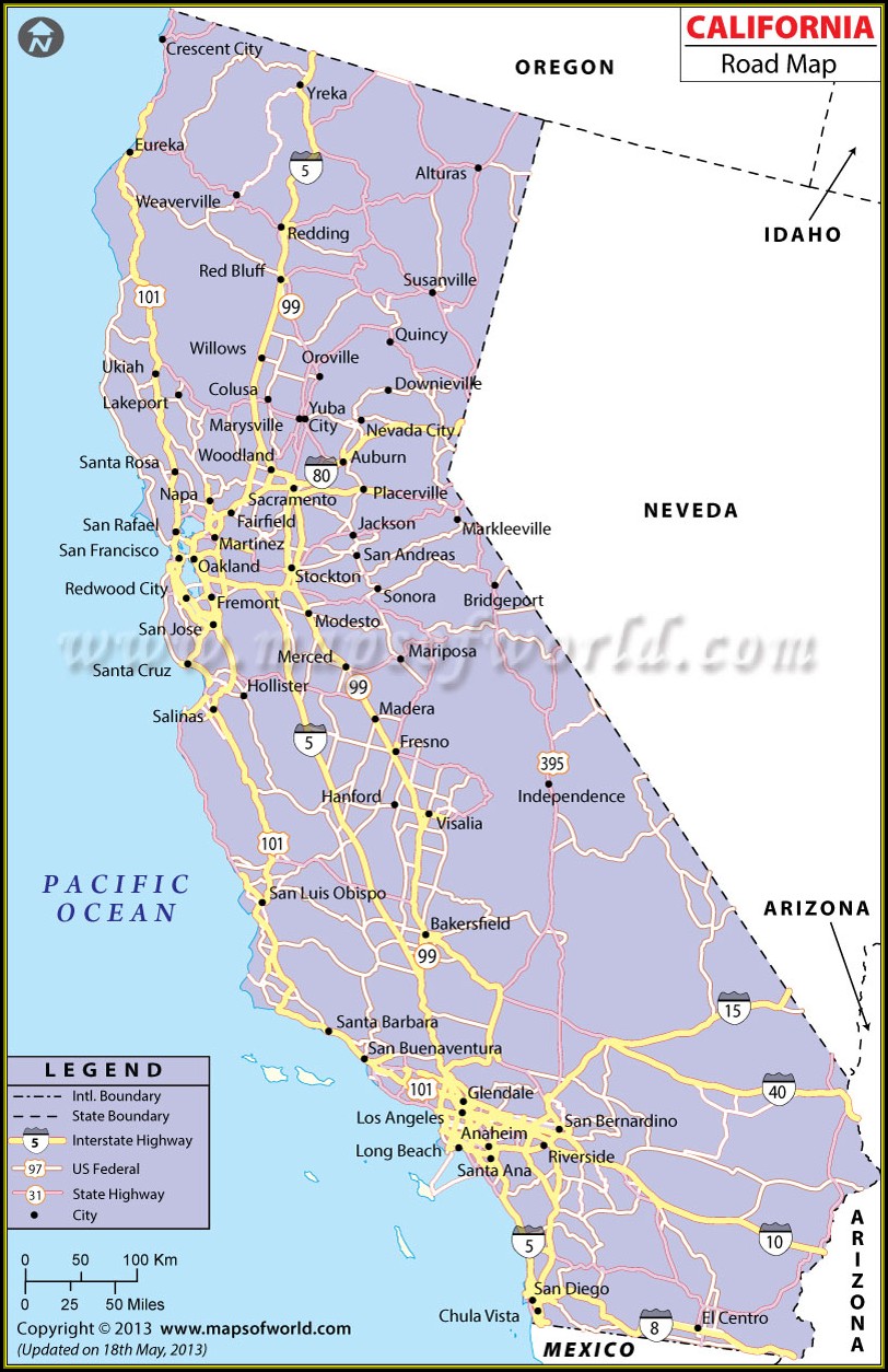 Map Of California Freeways And Highways