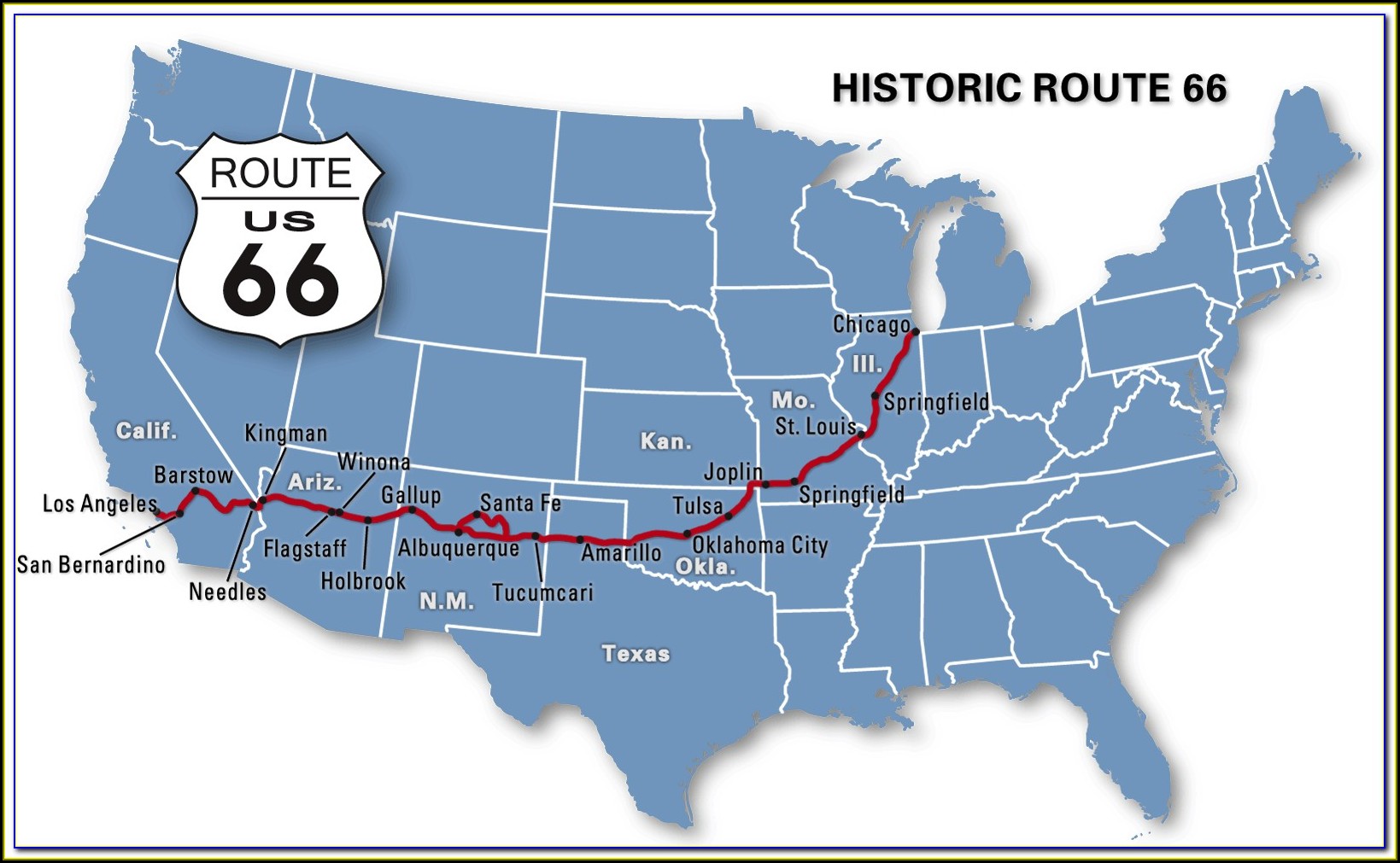 Map Of Historic Route 66 In Texas