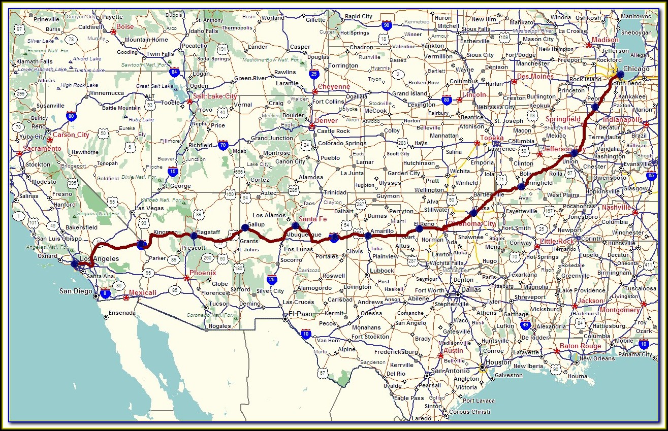 Map Of Historic Route 66