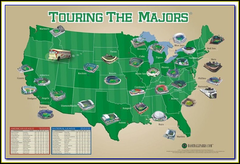 Map Of Mlb Stadiums Visited