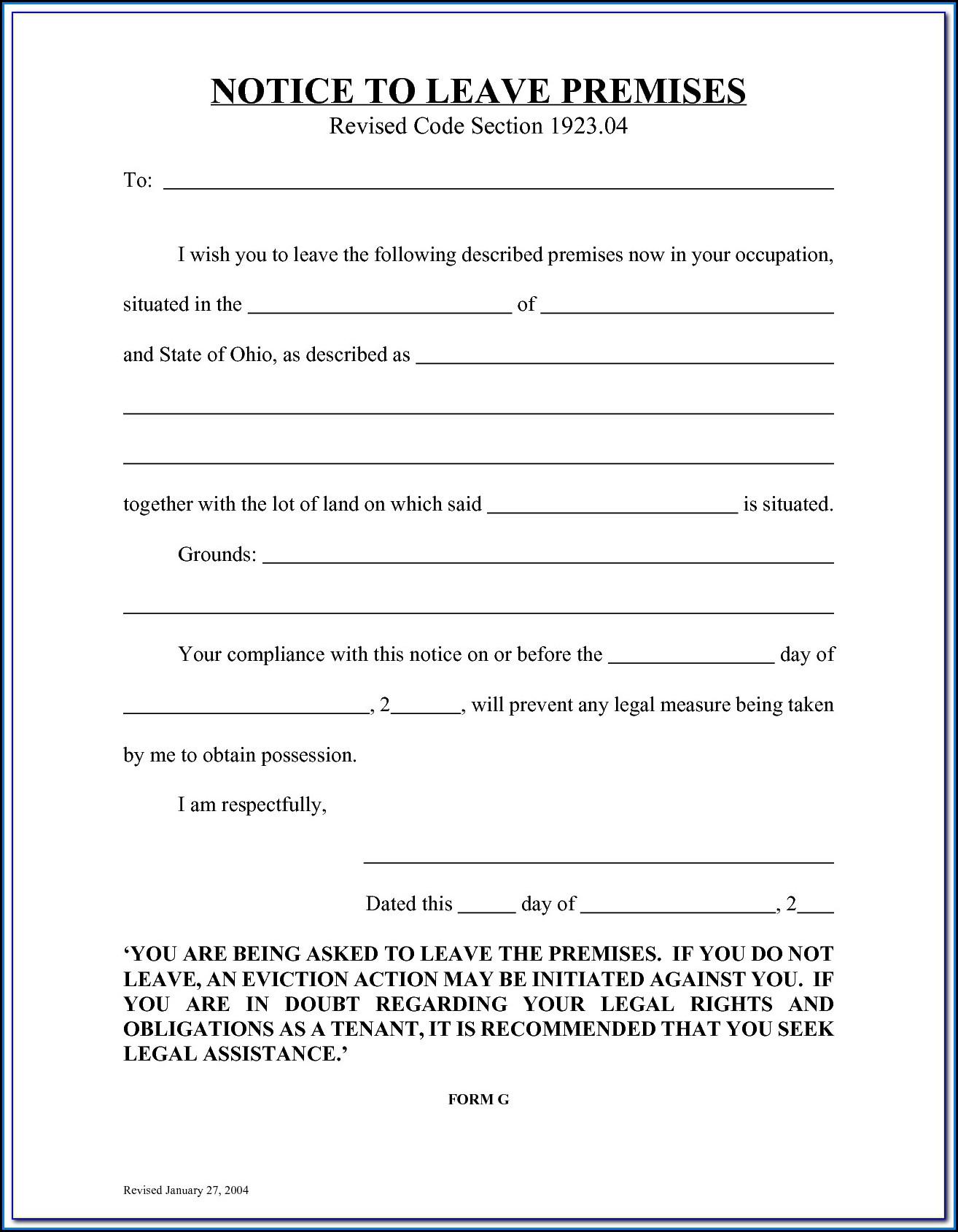 Florida 5 Day Eviction Notice Form