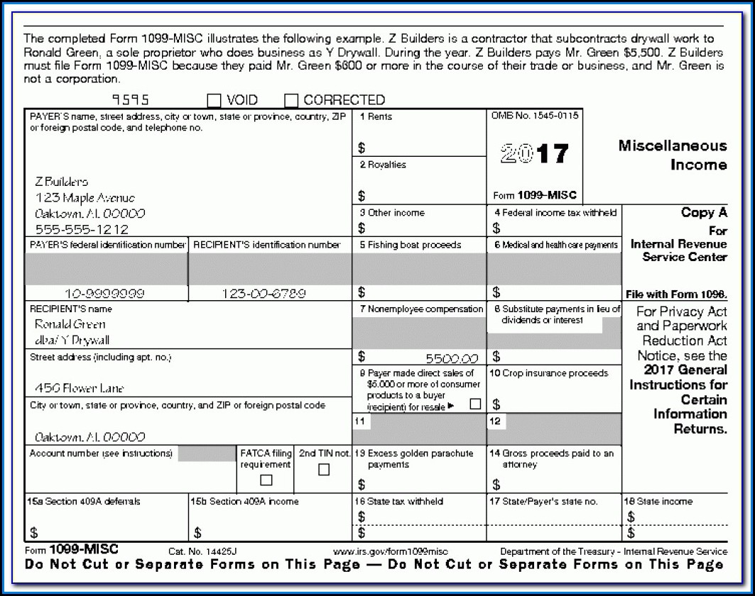 Form 1099 Misc Printable 2017