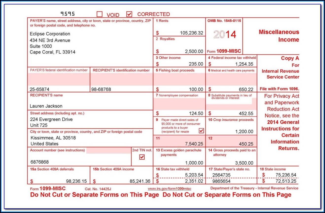 Free 1099 Misc Form 2015