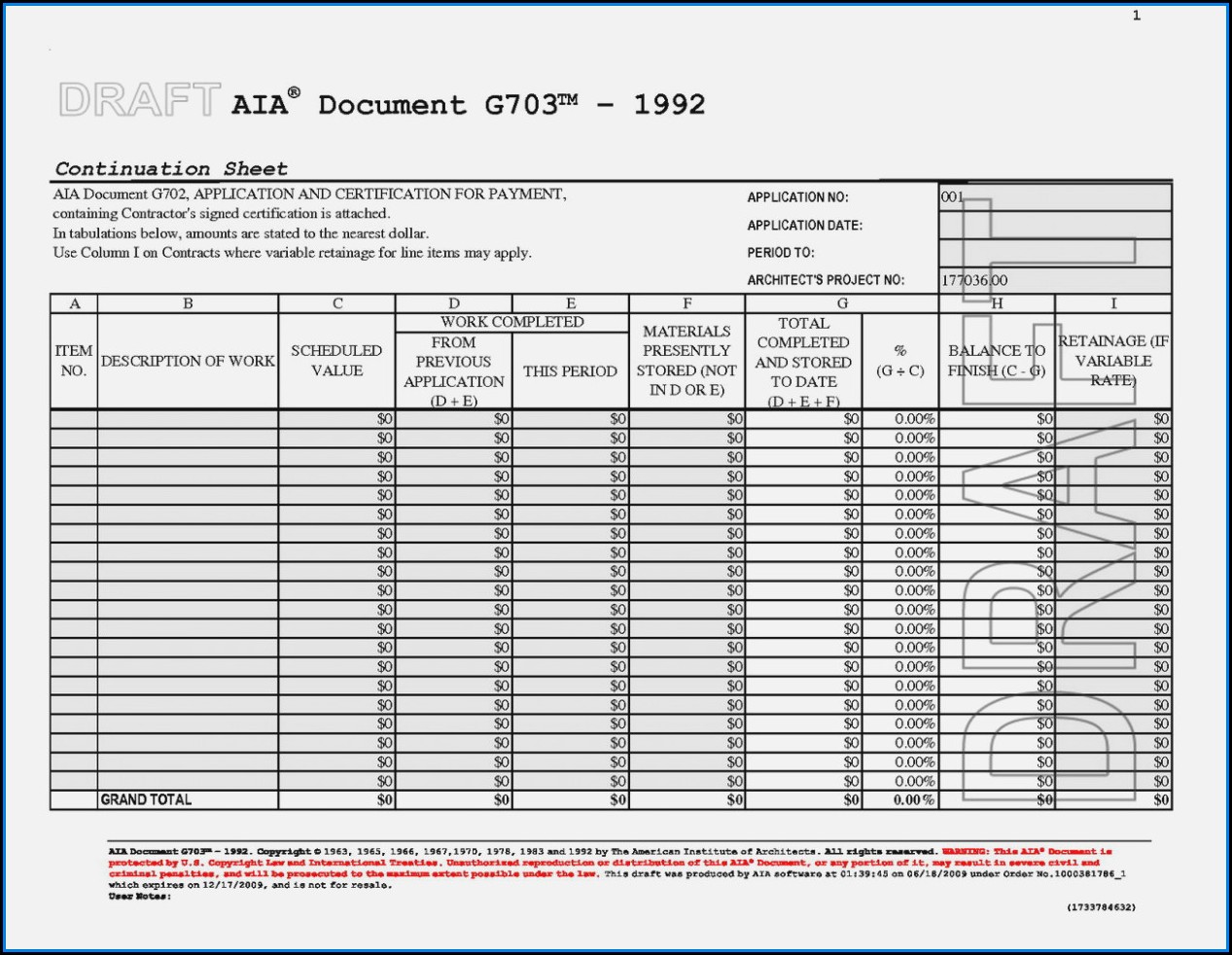Free Excel Aia Forms G702 And G703
