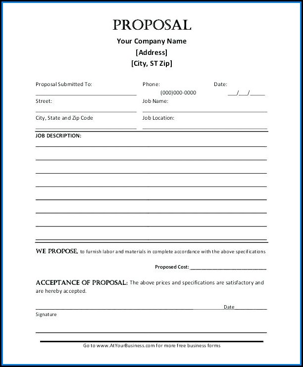 Free Printable Construction Proposal Forms