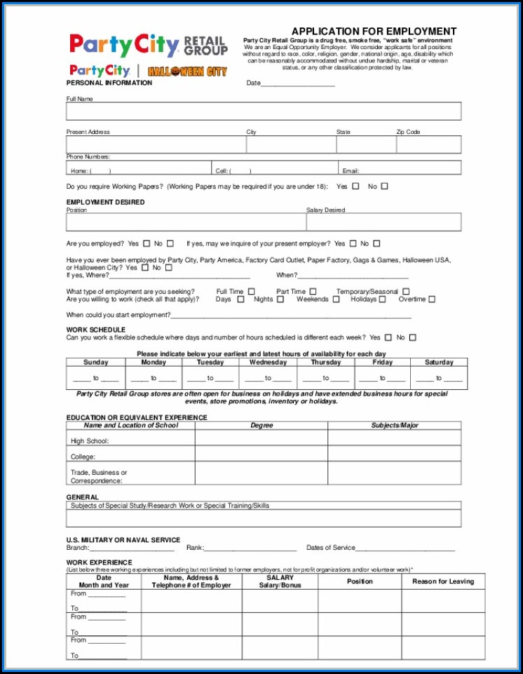 Free Printable Job Application Form Template Uk