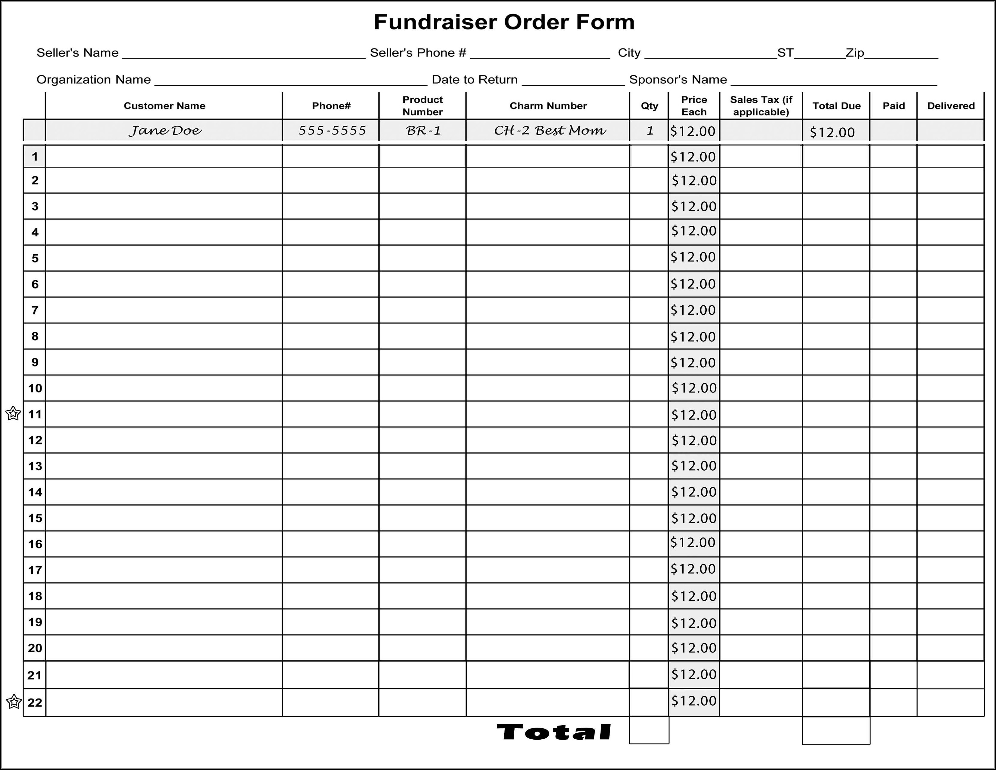Fundraiser Form Template Free