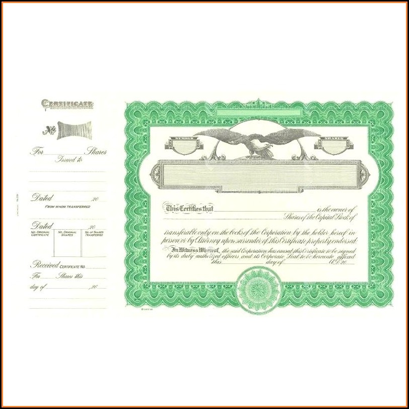 Goes Stock Certificate Forms