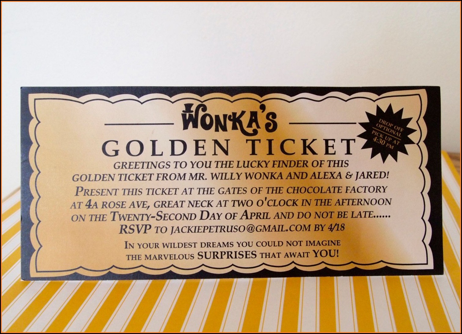 Golden Ticket Invitation Template