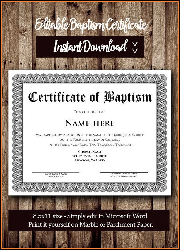 Microsoft Word Baptism Certificate Template