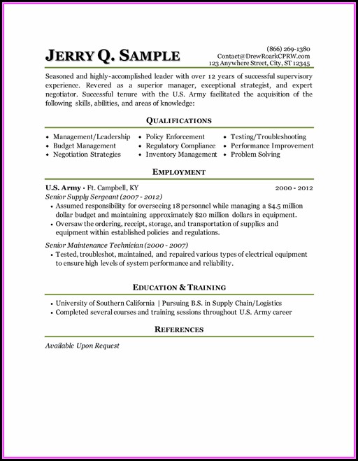 Military Transition Resume Templates