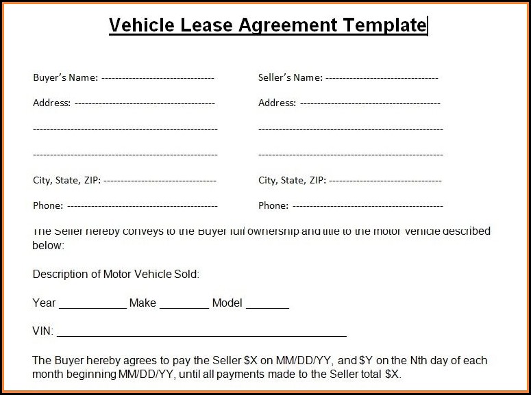 Motor Vehicle Lease Agreement Template