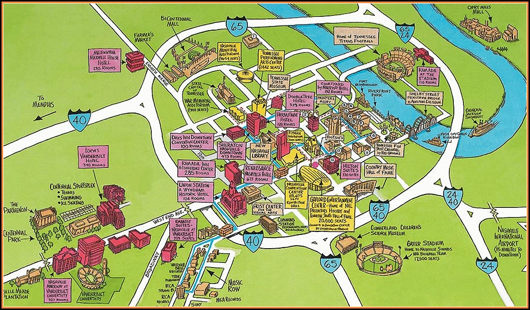 Nashville Hotels Downtown Map