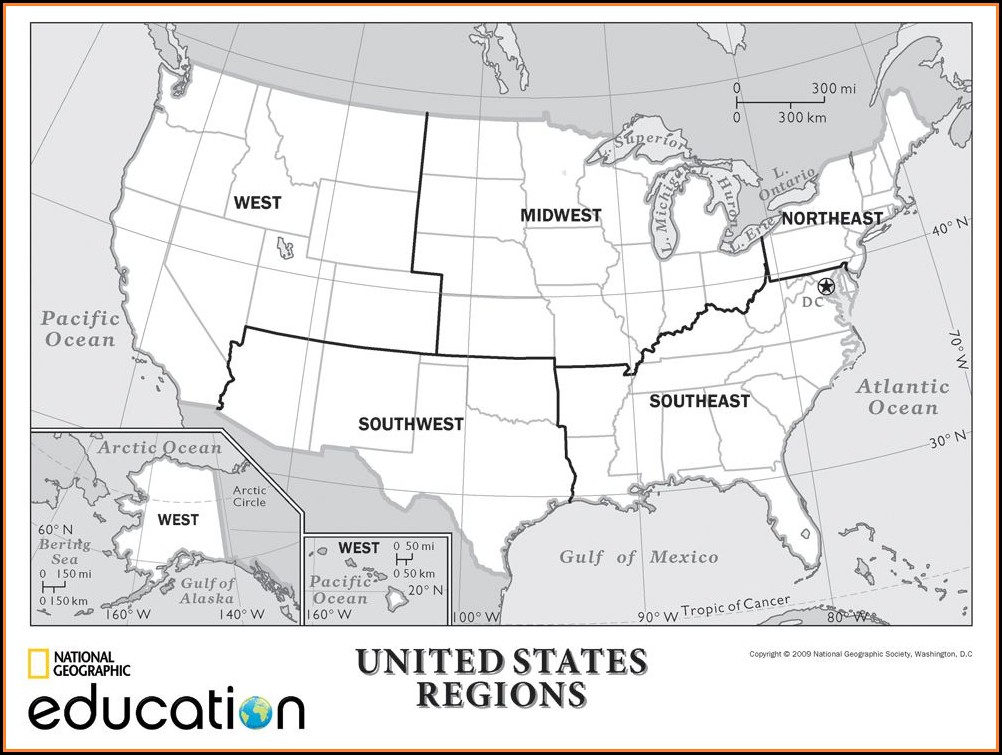 National Geographic United States Regions Map