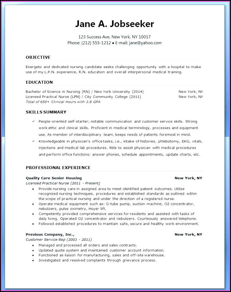 lvn resume template