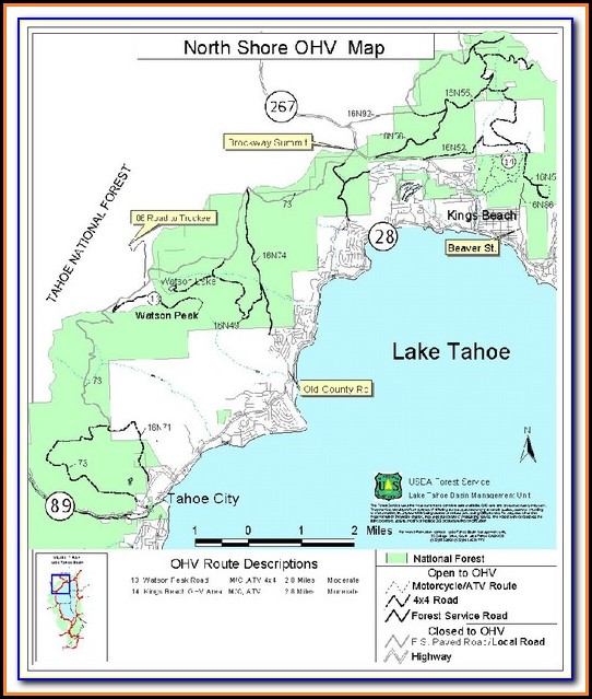 North Lake Tahoe Hiking Map
