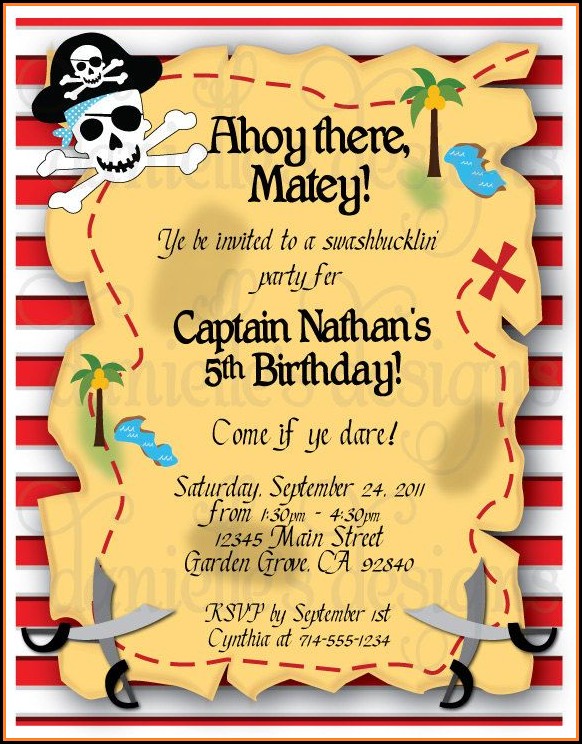 Pirate Map Themed Invitations