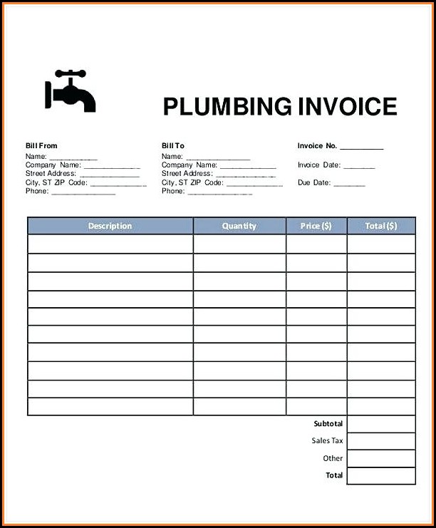 Plumbers Invoice Example