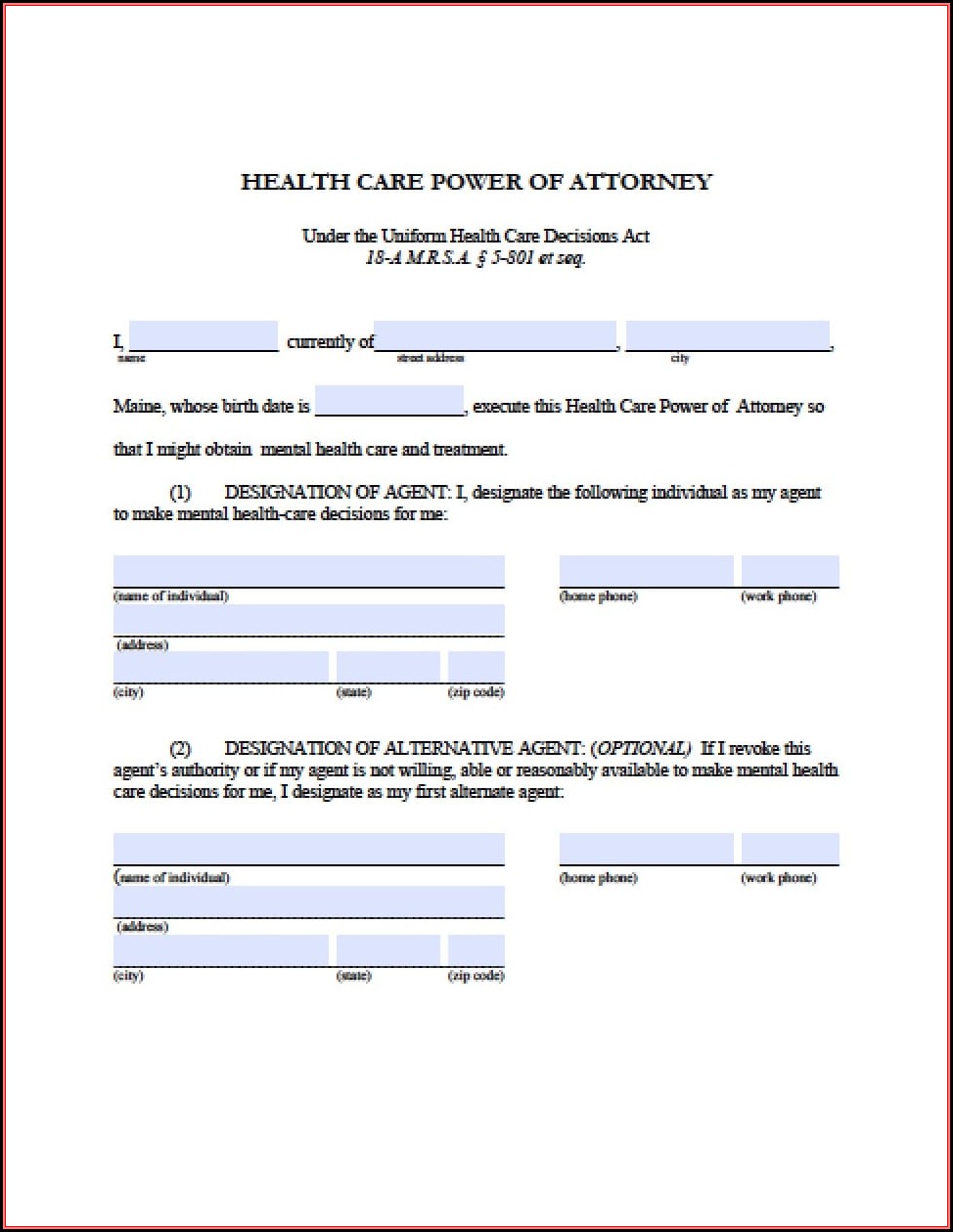 Power Of Attorney Form Maine