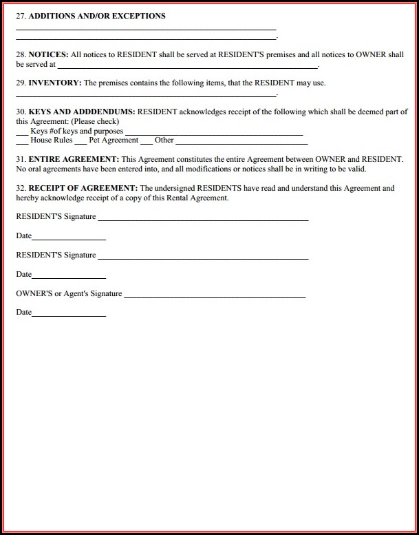 Printable Car Rental Agreement Form