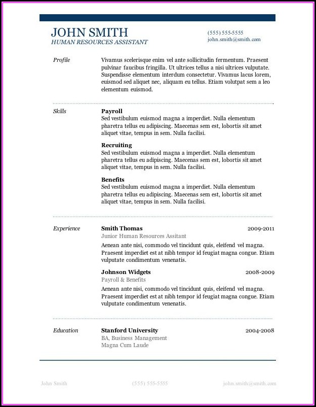 Professional Resume Templates Free Download For Microsoft Word