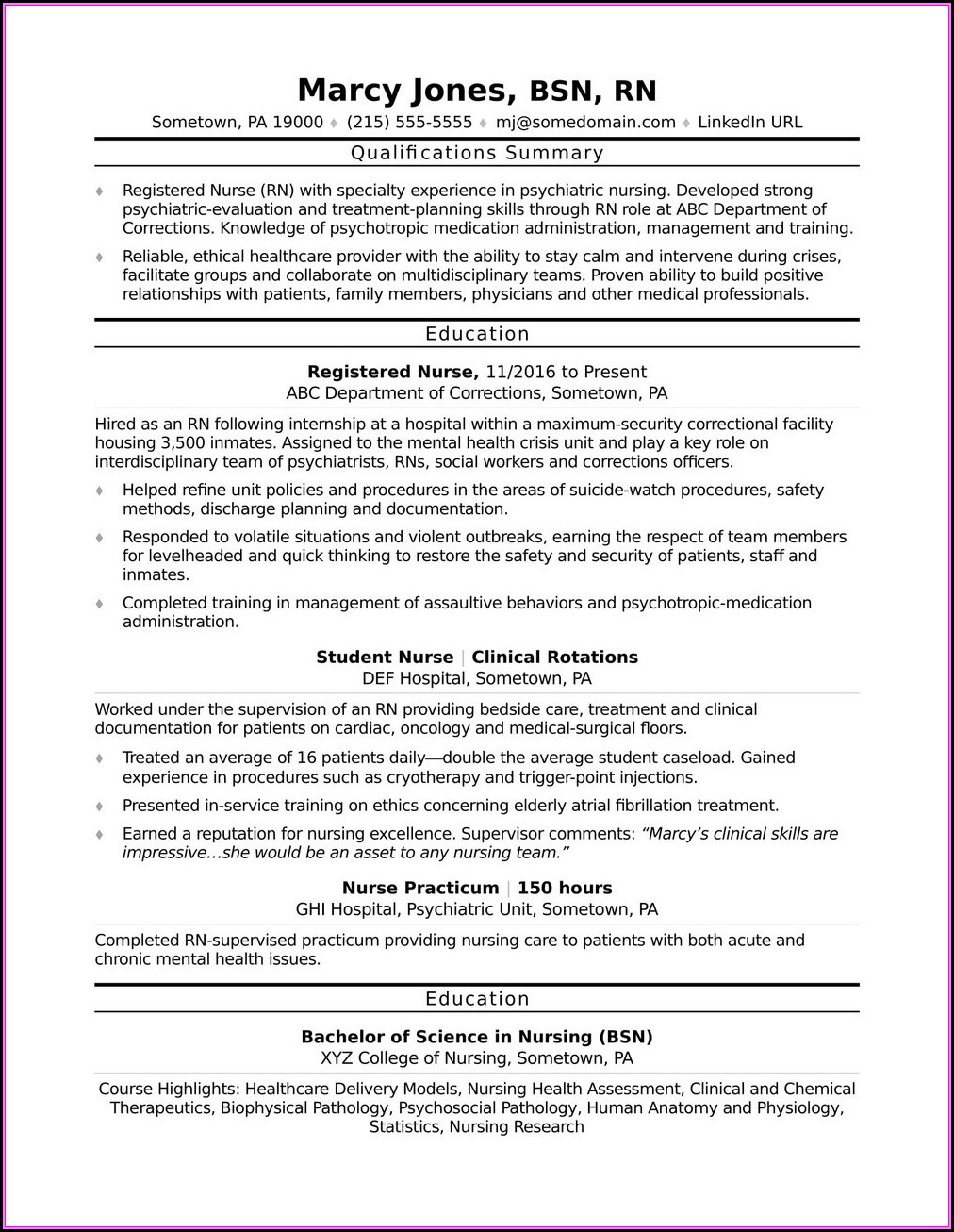 Professional Resume Writing For Nurses