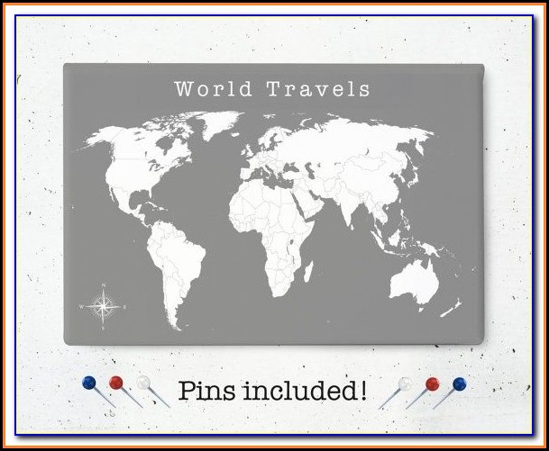 Push Pin World Map Canada