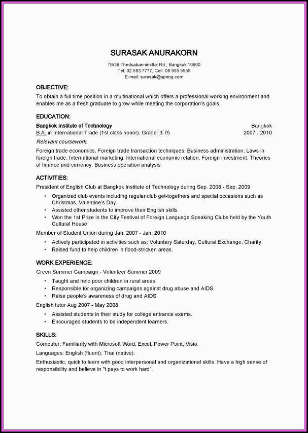 Quick Resume Template Free