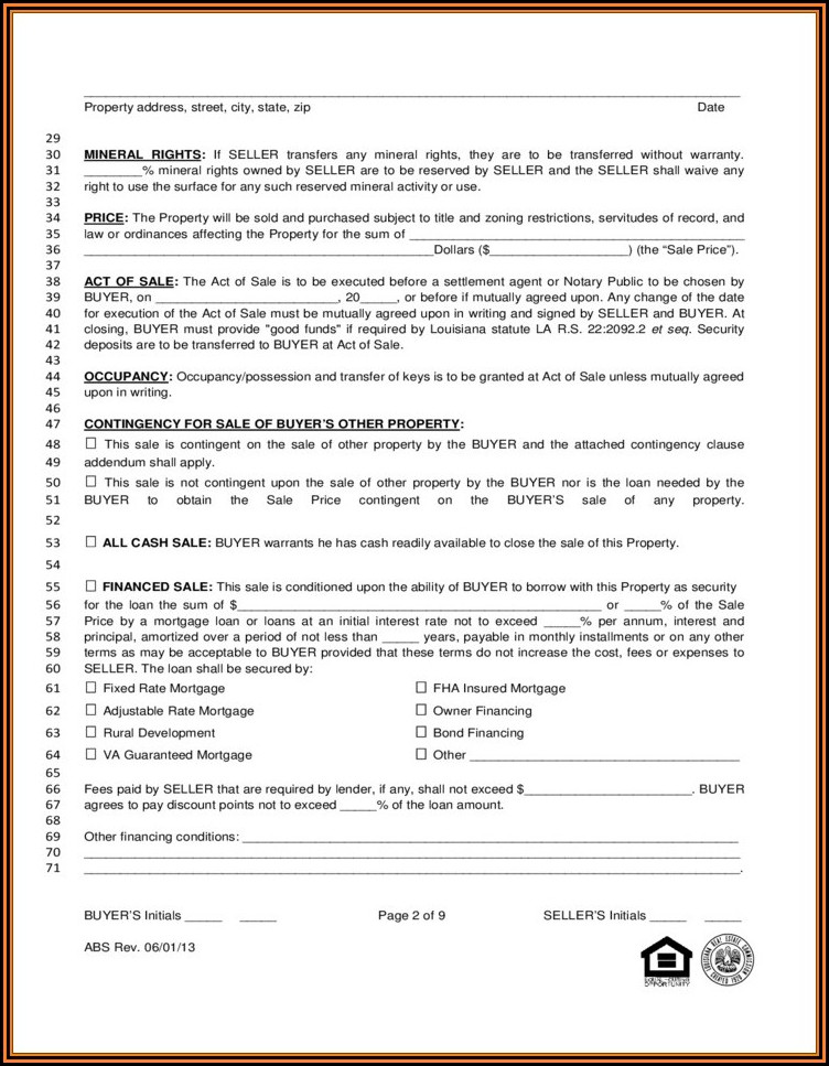 Real Estate Buy Sell Agreement Form Louisiana