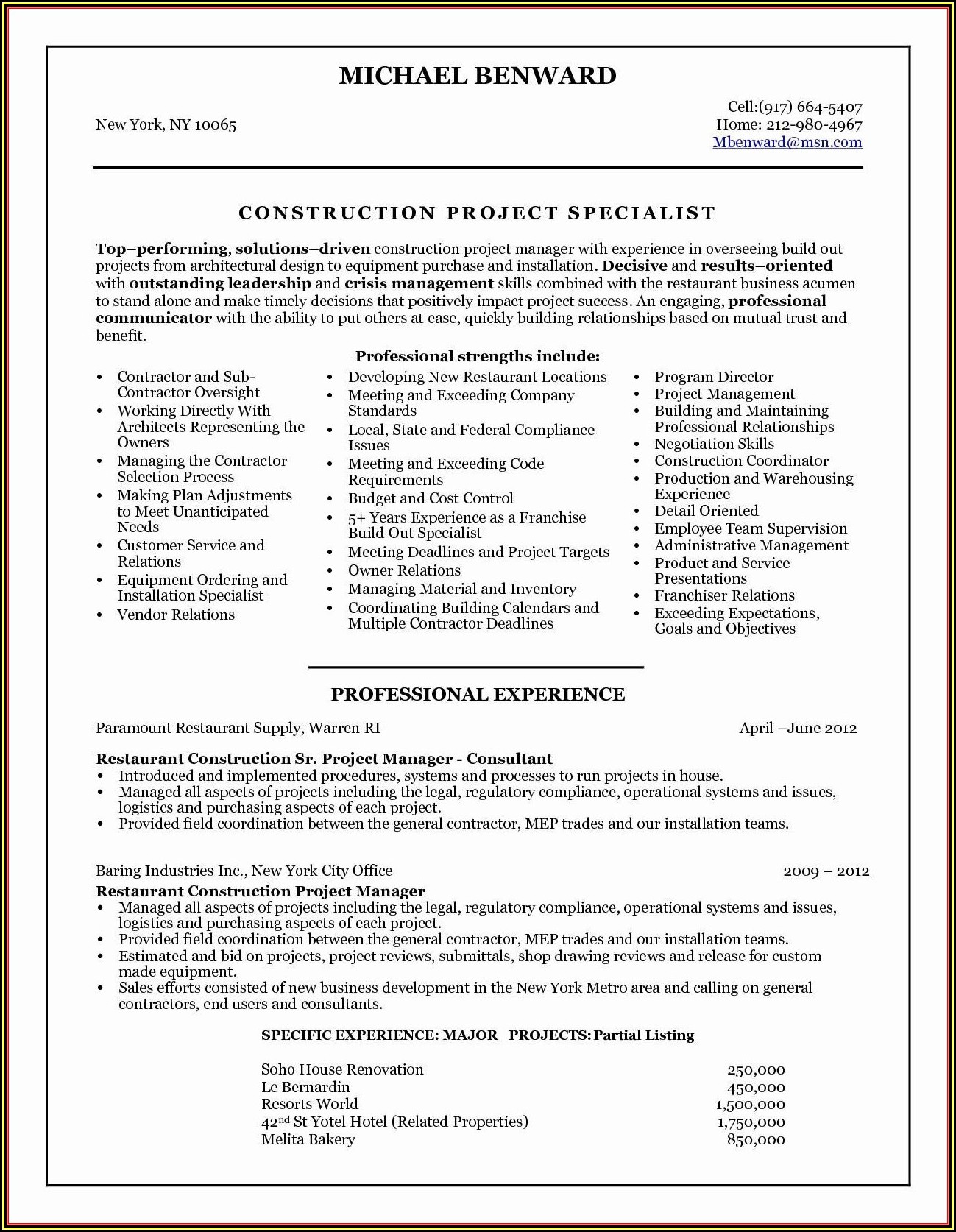 Resume Objective For Project Managers