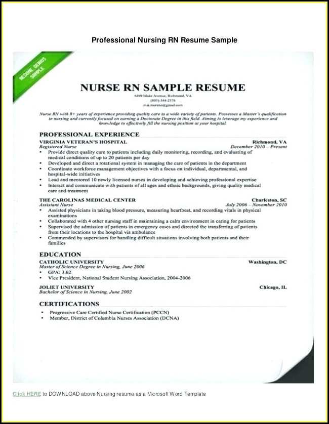 Resume Samples For Nurses