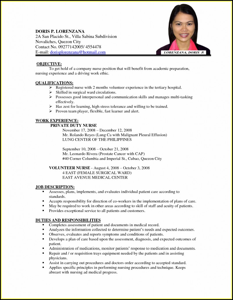 Resume Writing Format For Job