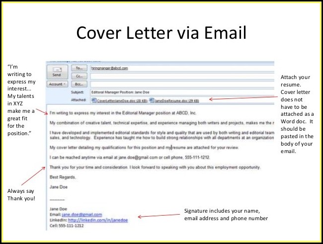 Sample Email For Resume And Cover Letter