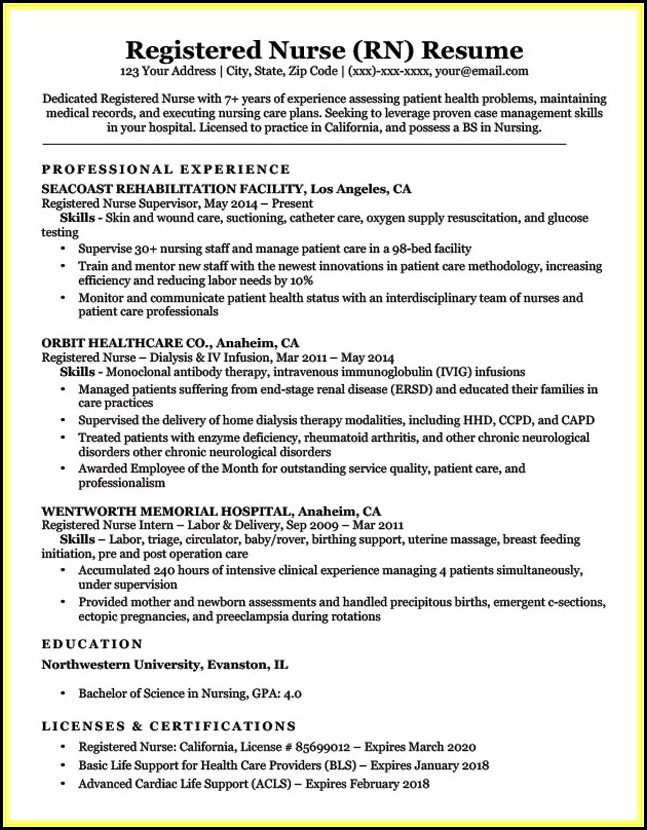 Sample Resume For Rn Nurses